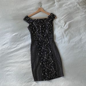 Off the Shoulder Premium Lace Pencil Dress